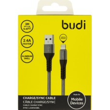 Кабель USB > lightning Budi 2.4A 2м grey №DC197L20H/Breidon/