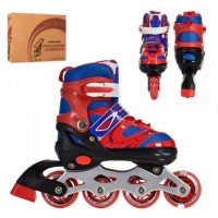 Ролики розсувні р.31-34,алюм. рама,шнурівка+бакля,колеса ПУ 64мм,черв.,в кор-ці №A4145-S-R