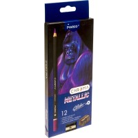  Олівці кольорові 12 кольорів Marco шестигранні з металевим  блиском і точилкою (12) (240) №1033-12 CB