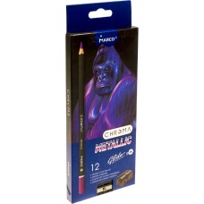  Олівці кольорові 12 кольорів Marco шестигранні з металевим  блиском і точилкою (12) (240) №1033-12 CB