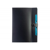 Папка-конверт "Optima" №O35538 А4 на кнопці,6від.,з розширенням,чорна з блакитним(30)