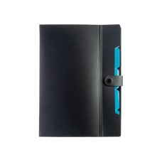 Папка-конверт "Optima" №O35538 А4 на кнопці,6від.,з розширенням,чорна з блакитним(30)