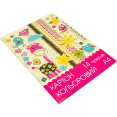 Картон кольор. А4 14арк. (7кольор.) поліетилен/Тетрада/(10)