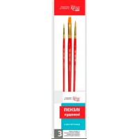 Набір пензлів художніх 3 шт Rosa Start (Синтетика кругла 2,6,плоска 12) 184142/7482