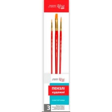 Набір пензлів художніх 3 шт Rosa Start (Синтетика кругла 2,6,плоска 12) 184142/7482