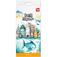 Олівці кольор. аквар. 12 кольор. "Школярик" №136SH-12 з пензликом (12)