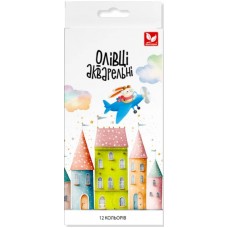 Олівці кольор. аквар. 12 кольор. "Школярик" №137SH-12 з пензликом (12)