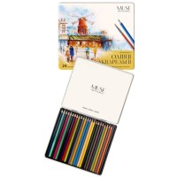 Олівці кольор. аквар. 24 кольор. "Muse" №103M-24 з пензликом та точилкою,метал. кор-ка(10)