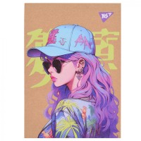 Блокнот А6 80арк. кліт. білила,крафт Anime girl №152003/Yes/(3)