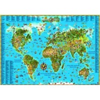 Карта "Світу" для дітей ілюстр., картон,планка,158х108см/Картографія/