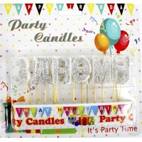 Свічки-літери "З днем народження" срібло,присипка(34)