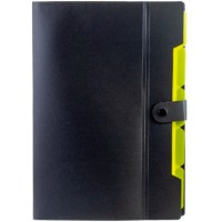 Папка-конверт "Optima" №O35540 А4 на кнопці,6від.,з розширенням,чорна з лимонним(30)