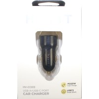Зарядний пристрій авто. Havit №HV-CC613 USB+Type-C PD2W+QC3.0 black