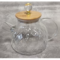 Заварник для чаю скло 1000мл "Lines" з бамбук. кришкою №767-5/S&T/(24)