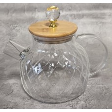 Заварник для чаю скло 1000мл "Lines" з бамбук. кришкою №767-5/S&T/(24)