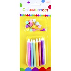 Набір свічок в торт"Jumbo Pearly"8см12шт перламутрових з 12 підставками№MX620192/Maxi/(24)