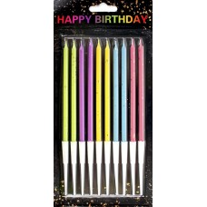 Свічка в торт 10шт+10підсв. "Спіральні" кольорові №6735(24)