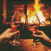 Набір з алмазною мозаїкою "Гріємось біля каміна" 30х30см №АМO7859/Ідейка/