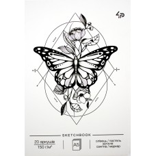 Скетчбук 20арк. А5 б/лін. "Tattoo sketchbook" two,метелик №28907/Profiplan/(10)