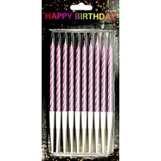 Свічка в торт 10шт+10підсв. "Спіральні" рожеві №6735(24)