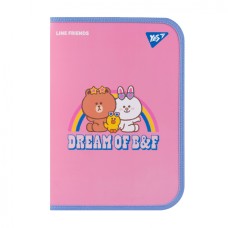 Папка факульт."Yes" А4 №492223 "Line Friends. Dream" пласт. на блискавці,з внутр. кишенею(12)(48)