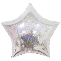 Набір кульок повітр. фольг. "Зірка голограма" срібло 18"/45см 5шт №832652/Pelican/(1)(5)