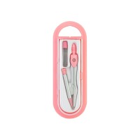 Циркуль "Maxi" 2предм. пенал з лінійкою по периметру, пастельний рожевий №MX81472(12)