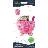 Кулька повітр. фольгована "Візочок на виписку для дівчинки" 60см №835712/Pelican/(1)(5)