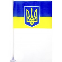 Прапорець України герб 21х14см з присоскою №780011(10)(2500)