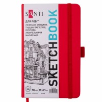 Скетчбук 80/110 А5 тв.обкл. PU, червоний №743184/Santi/(10)