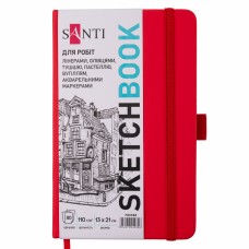 Скетчбук 80/110 А5 тв.обкл. PU, червоний №743184/Santi/(10)