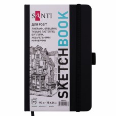 Скетчбук 80/110 А5 тв.обкл. PU, чорний №743182/Santi/(10)