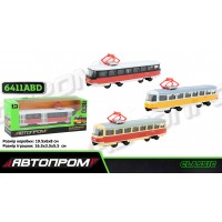 Трамвай метал. "Автопром" (1:54) в кор-ці,19,5х5х8см,3 кольори №6411ABD(24) КІ