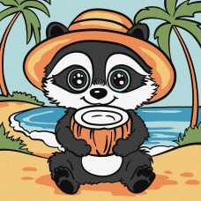 Картини по номерах акрил. для дітей "Єнот і кокос" 25х25см №KHO1242/Ідейка/