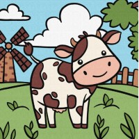 Картини по номерах акрил. для дітей "Весела корівка" 25х25см №KHO9073/Ідейка/