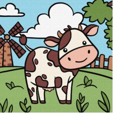 Картини по номерах акрил. для дітей "Весела корівка" 25х25см №KHO9073/Ідейка/