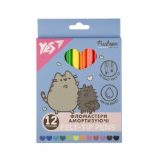Фломастери "Yes" 12кольор. "Pusheen" амортизуючі №650581(12)(192)