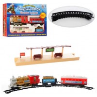 Залізна дорога музикальна Блакитний вагон 7013 світло, дим, довжина шляхів 282см, в коробці 49х29х7см