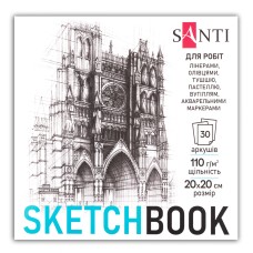 Скетчбук 30/110 180х180мм "Flowers" для графіки №743204/Santi/(1)(15)(30)