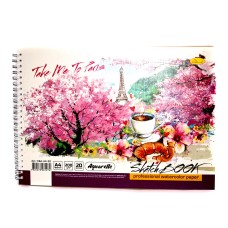 Скетчбук пруж. 20арк. А4 "Акварельний" №АП-0203/Апельсин/(16)