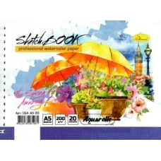 Скетчбук пруж. 20арк. А5 "Акварельний" №АП-0204/Апельсин/(16)