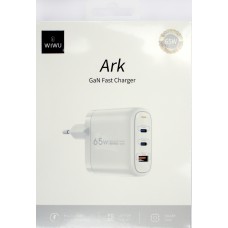 Зарядн.прист.WIWU №Wi-U024 USB+2Type-C 3А 65W ArkQC+PD GaNFastCharger шв.зар.white/Breidon