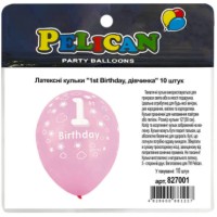 Набір кульок повітр. латексних 12"/30см "1st Birthday дівчинка" 10шт №827001/Pelican/(5)