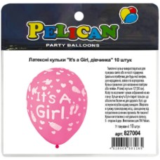 Набір кульок повітр. латексних 12"/30см "It's a girl" 10шт №827004/Pelican/(5)