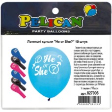 Набір кульок повітр. латексних 12"/30см "He or She" 10шт №827006/Pelican/(5)