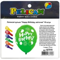 Набір кульок повітр. латексних 12"/30см "Happy Birthday,квіточки" 10шт №827018/Pelican/(5)