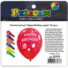 Набір кульок повітр. латексних 12"/30см "Happy Birthday,серця" 10шт №827019/Pelican/(5)