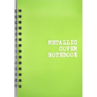 Блокнот пруж. А6 60арк. кліт. пласт. обкл. металік,зелений №О25946(5)(50)