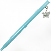 Ручка кульк.метал. "Maxi" №MX16379 Метелик,із сяючим брелоком,вкритим кристалами,синя