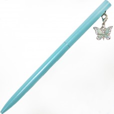 Ручка кульк.метал. "Maxi" №MX16379 Метелик,із сяючим брелоком,вкритим кристалами,синя